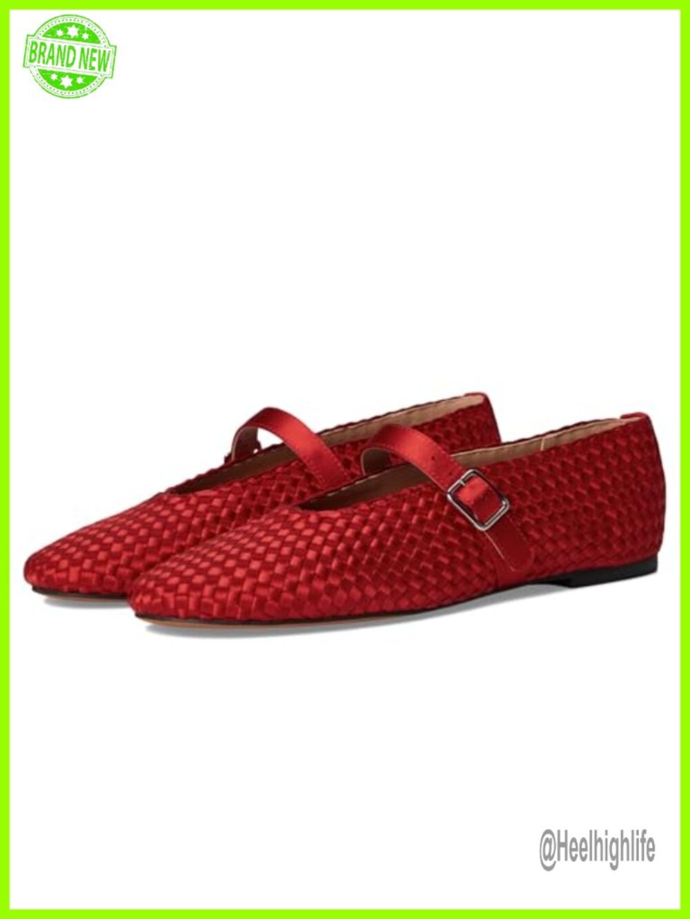 Red Satin Ballet Flats Slingback Buckle Lightweight Party Shoes